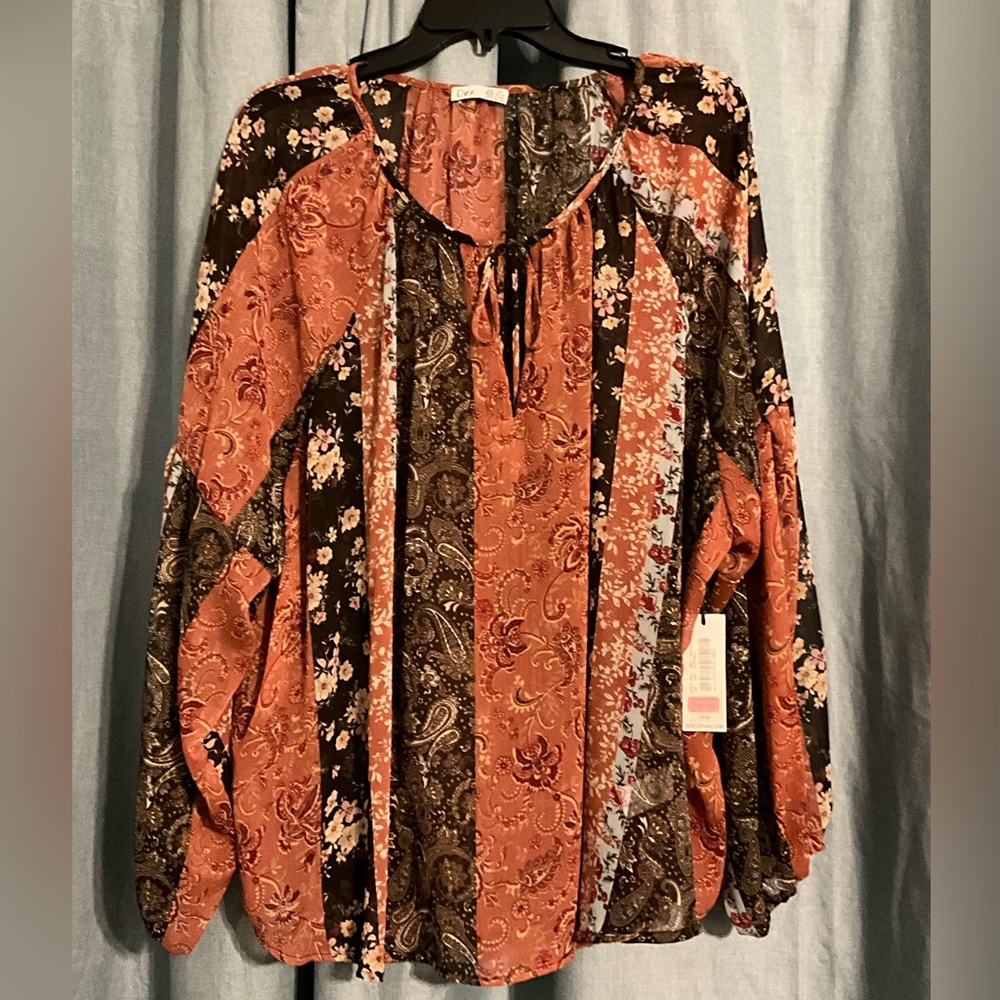 Dex Women’s Plus 3X Floral Patchwork Blouse